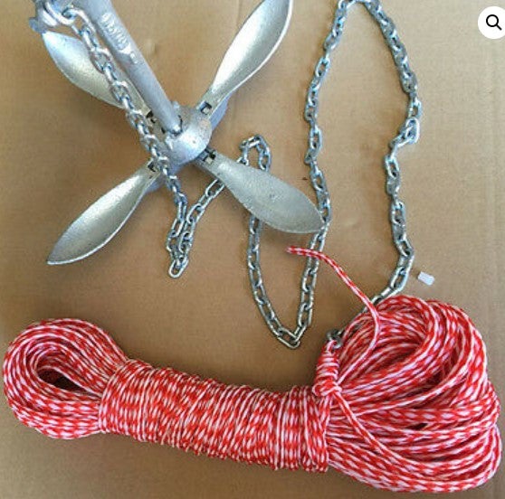 Kayak SUP Jet Ski Anchor Kit 1.5KG Collapsible Folding Chain Rope